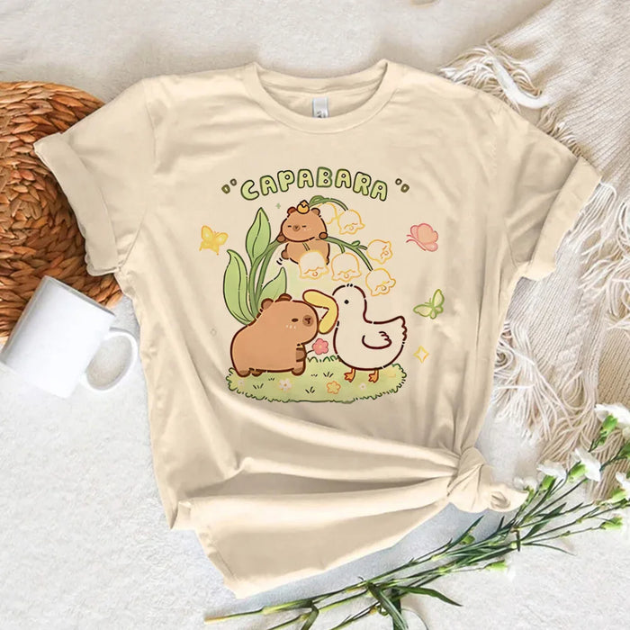 Funny Capybara T-shirts Men Women Summer Cute Animal T Shirt Short Sleeve Graphic T Shirts Streetwear Women's Clothing