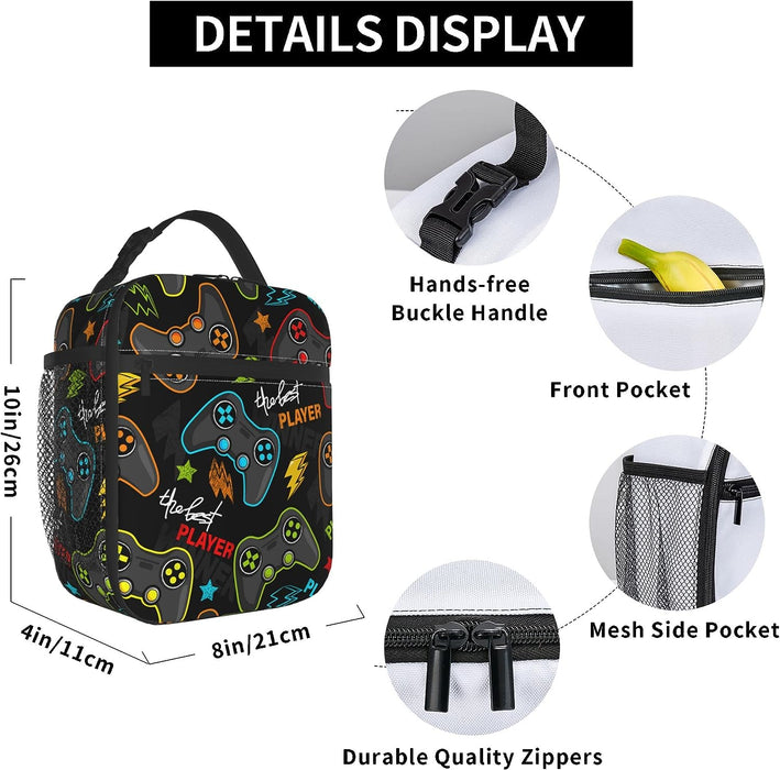 Reusable Insulated Lunch Bag with Video Game Controller Design
