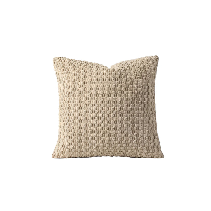 Khaki textured knit cushion cover