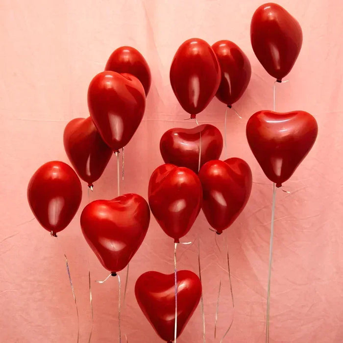 50/100pcs 10inch Red Heart Balloons Valentines Day Balloon for Valentines Decoration
