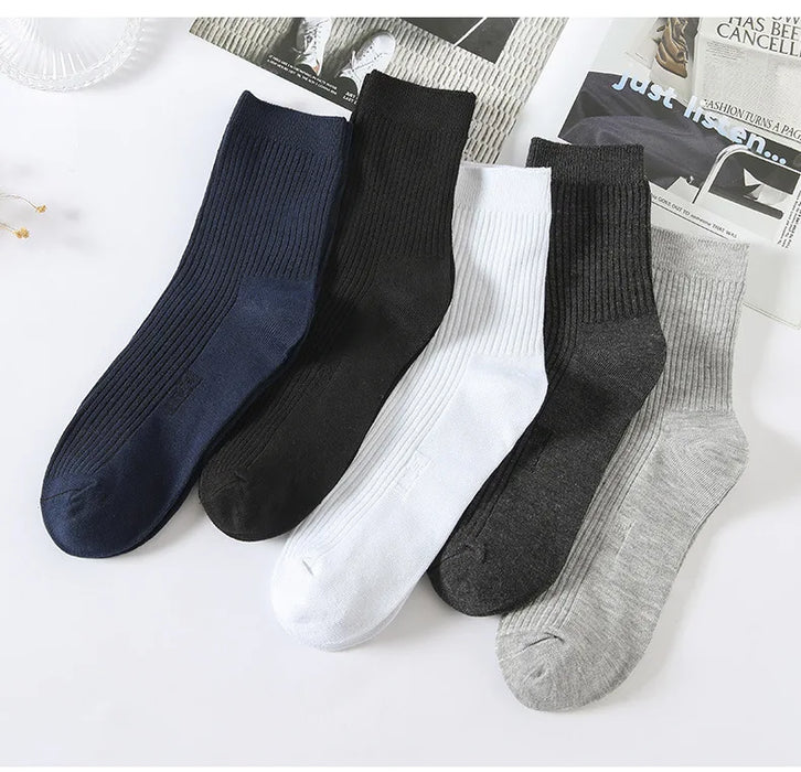 HSS Brand 5 Pairs/Lot Men‘s Socks Cotton Casual Business Stripe Socks Deodorant Breathable Black White Travel Winter Socks Man