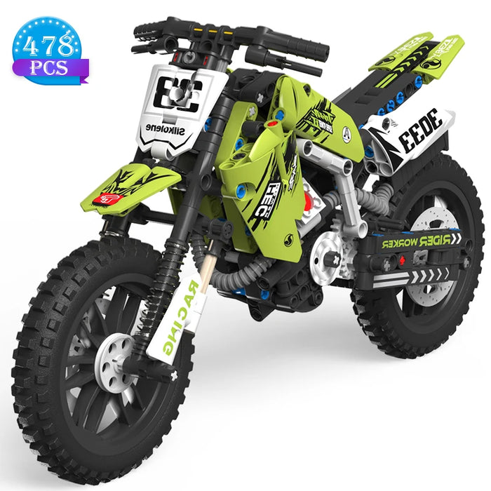 Green dirt bike building block model, 478 pieces
