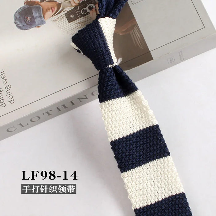 Striped Knitted Neckties For Men Narrow Retro Knitting Neck Tie Korean Style Casual Cravat Shirts Accessories Suit Neckwear