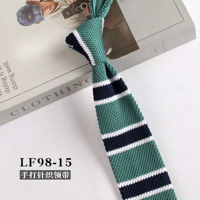 Striped Knitted Neckties For Men Narrow Retro Knitting Neck Tie Korean Style Casual Cravat Shirts Accessories Suit Neckwear