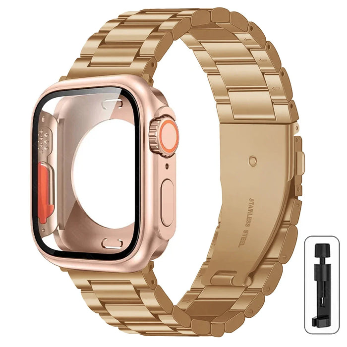 Change to Ultra Case+Band For Apple Watch 46mm 44 42mm 45mm Metal Stainless Steel strap for iWatch series Series 10 9 8 7 6 SE 5