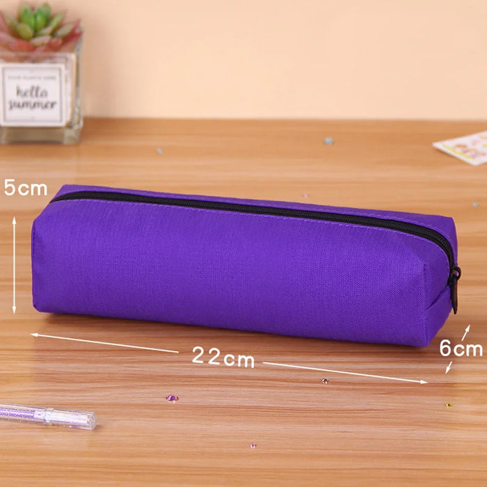 Solid Color Pencil Case Simple Pencil Bags For Student New Stationery School Supplies Kids Gift Zipper Big Cosmetic Bag