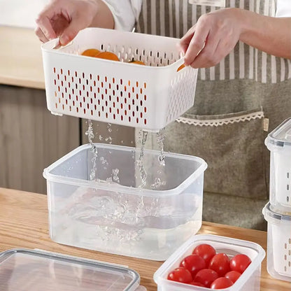 1/2/3pcs Refrigerator Storage Box Fridge Organizer Fresh Vegetable Fruit Drain Basket Storage Container Pantry Kitchen Organizer