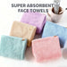 Square pastel coral fleece towels on a counter