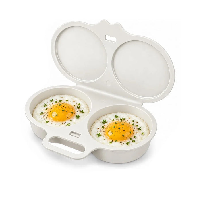 Microwave Egg Cooker Double Cavity Egg Poacher Food Grade Non Stick Egg Steamer Oil Free Breakfast Maker Reusable Kitchen Mold