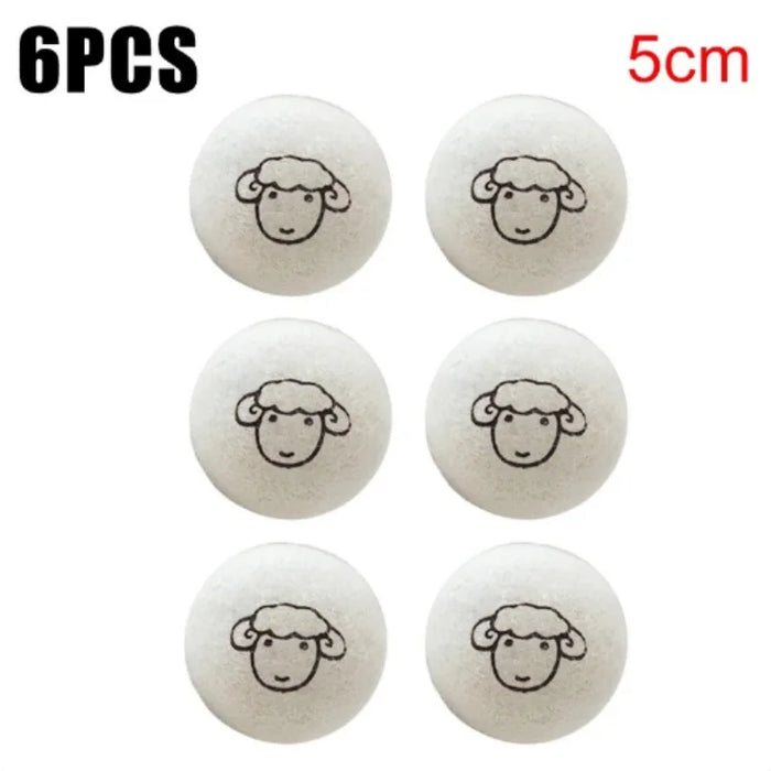 "6pcs Eco-Friendly Wool Dryer Balls - Natural Fabric Softener, Reduce Static & Shorten Drying Time- Chemical-Free"