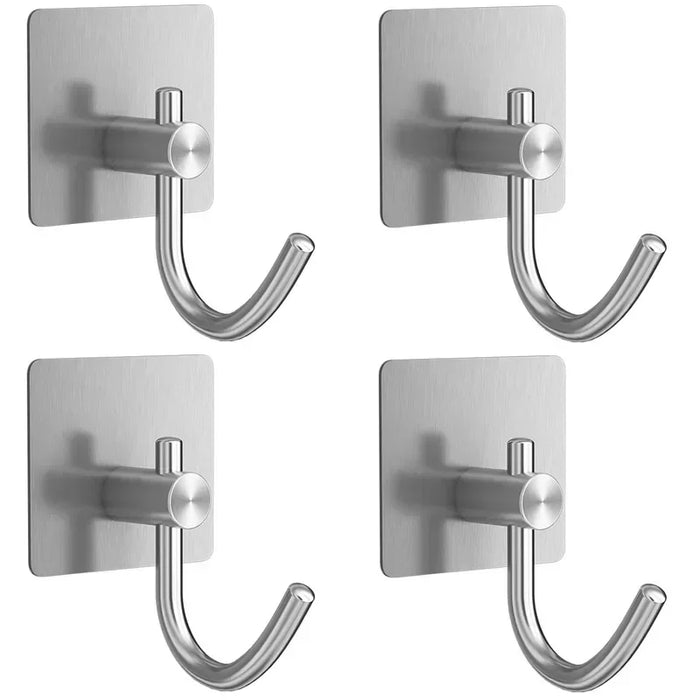 4Pcs Stainless Steel Bathroom Robe Hooks Adhesive Wall Hook Towel Holder Bathroom Kitchen Hardware Multi-Purpose Hanger Hook