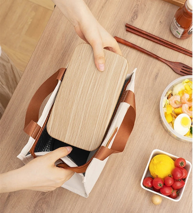 4 Shapes Insulated Thermal Large-capacity Beige Lunch Bags Girls Japanese Bento