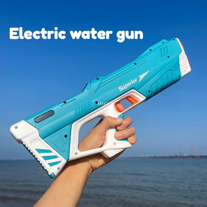 43cm Full Electric Automatic Water Storage Gun Toys Portable Children Summer Beach Outdoor Fight Fantasy Toys for Boys Kids Game
