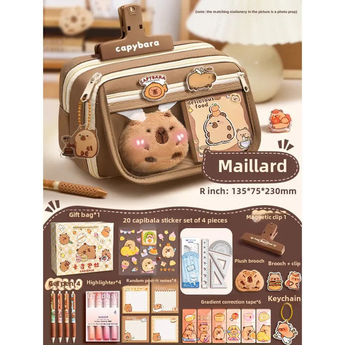 Capybara 9-layer large capacity pencil case, large capacity pencil case flip cover stationery pencil case stationery storage bag