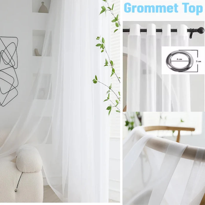 Modern Simple White Tulle Window Trillon Sheer Curtains for Living Room Bedroom Dining Transparent Decor Wedding 창문커텐 Door HOTEL