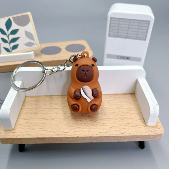 Cute Capybara Keychain Doll Capibala Pendant Cycling Backpack Key Mobile Phone Pendant Accessories Ugly Cute Pvc Soft Rubber