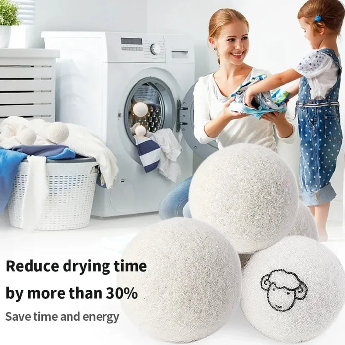 "6pcs Eco-Friendly Wool Dryer Balls - Natural Fabric Softener, Reduce Static & Shorten Drying Time- Chemical-Free"
