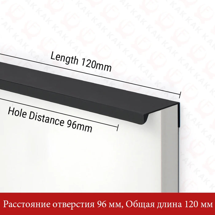 KAK Hidden Long Furniture Handles Black Kitchen Cabinet Handle Pulls Non Punched Aluminum Alloy Cupboard Door Handle Hardware