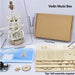 Violin music box with its box, wooden sheets and music movement