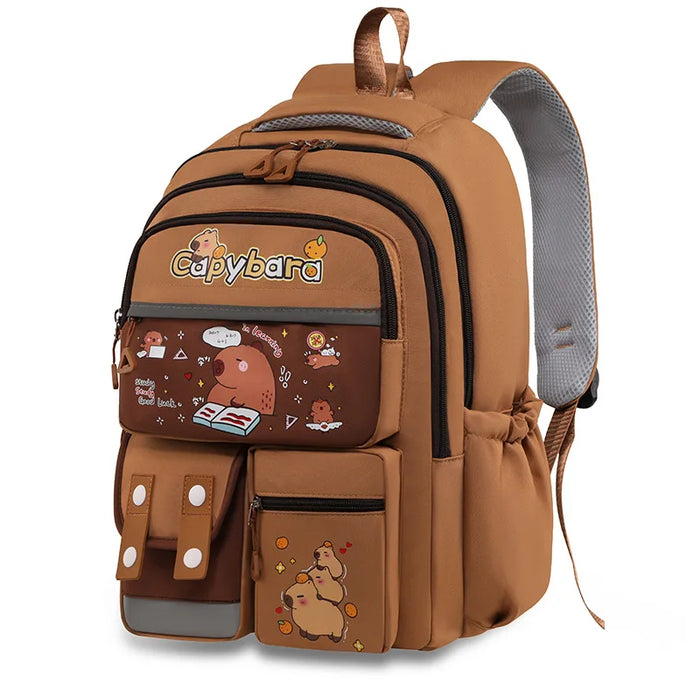 Kawaii Capybara School Backpack for Girls School Bags Set Casual Daypack Teens Girls Book Bag Children Schoolbag Travel Backpack