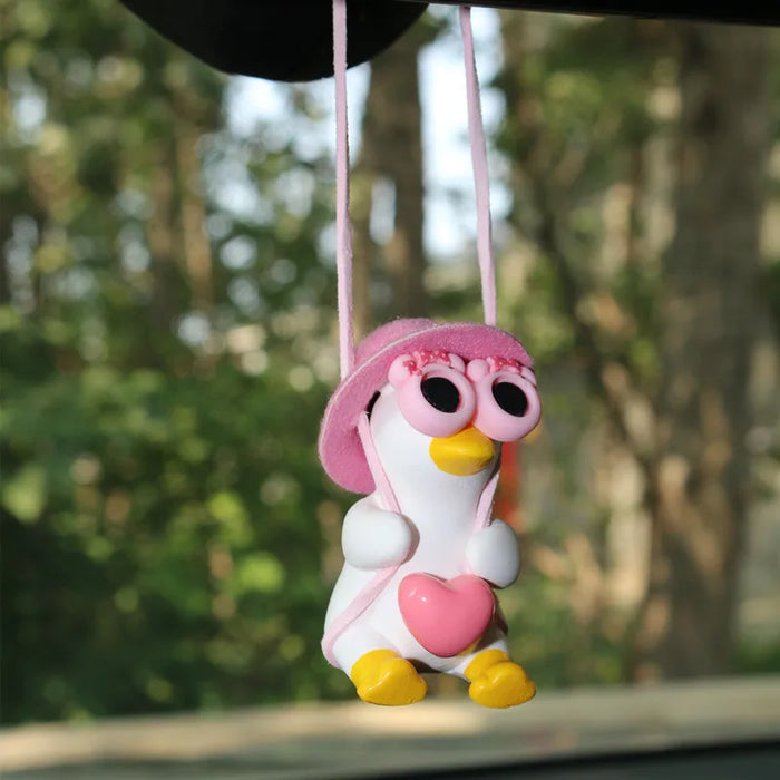 Pink Swing Duck Car Interior Decoration Accessories