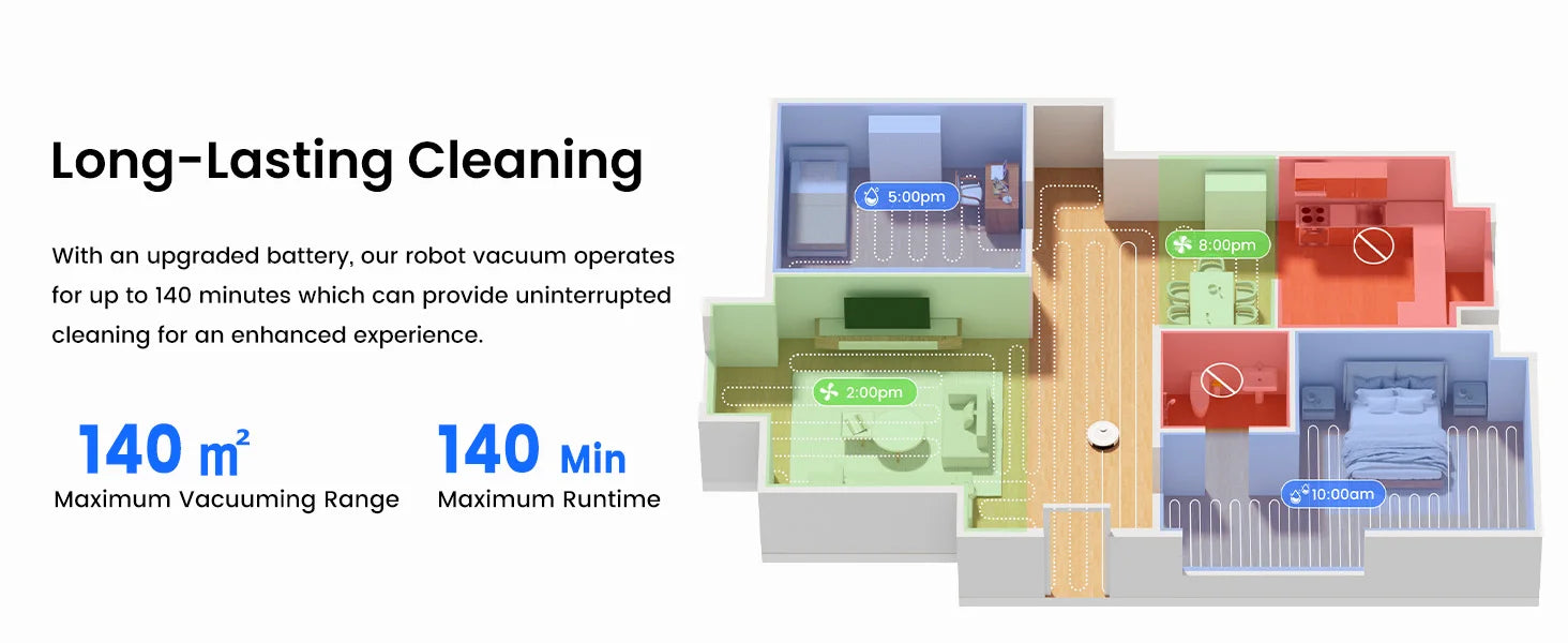 Lefant M2Pro Robot Vacuum with Mop,Self-Emptying, 5500Pa , DTOF Laser Navigation, PSD Obstacle Avoidance, Wi-fi/Alexa Control