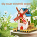 Painted solar windmill tower model in a garden