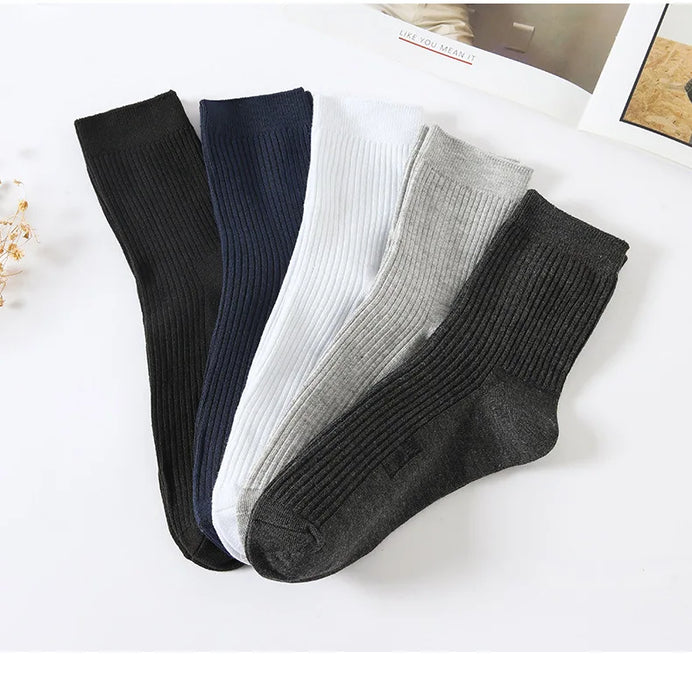 HSS Brand 5 Pairs/Lot Men‘s Socks Cotton Casual Business Stripe Socks Deodorant Breathable Black White Travel Winter Socks Man