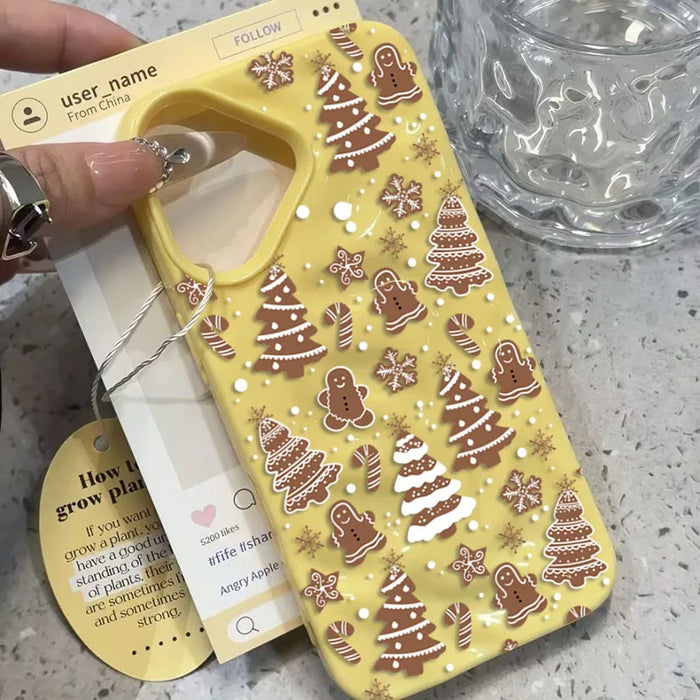 White Christmas Tree Snowflake Pattern Phone Case for iPhone 18 17 16 15 14 13 12 11 Pro Max Plus Shockproof Folds Texture Cover