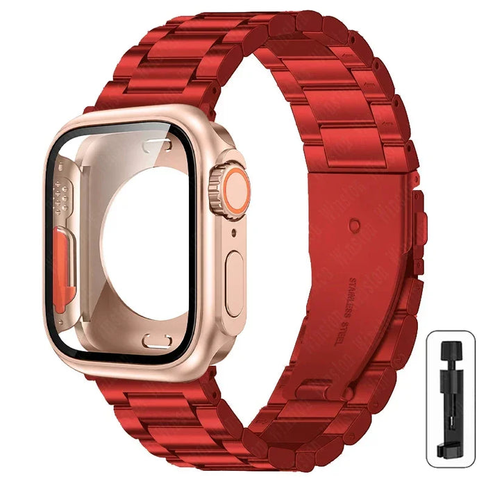 Change to Ultra Case+Band For Apple Watch 46mm 44 42mm 45mm Metal Stainless Steel strap for iWatch series Series 10 9 8 7 6 SE 5