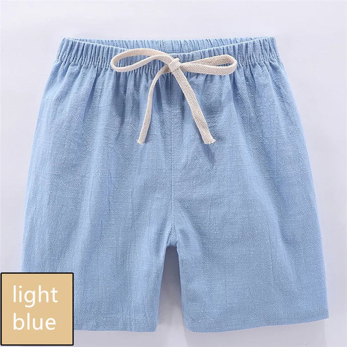 Light blue kids' cotton linen shorts