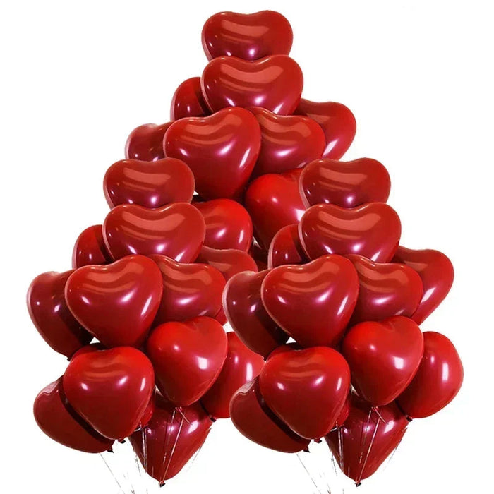 50/100pcs 10inch Red Heart Balloons Valentines Day Balloon for Valentines Decoration