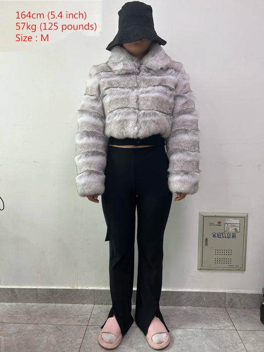 Casual White Black Fluffy Fall Winter Faux Fur Coat Women Short Jacket Long Sleeve Cropped Puffer Fur Jacket For Women Outwear
