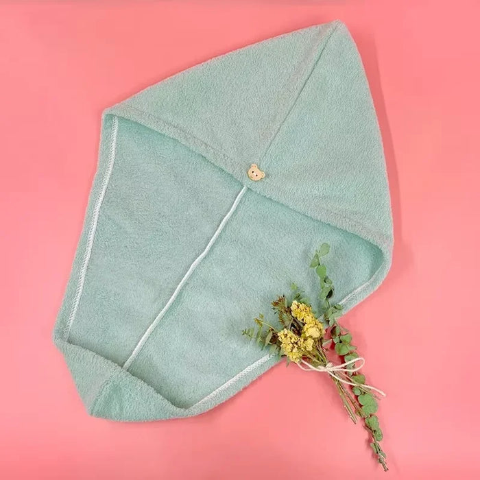 Mint green coral fleece hair towel wrap, colour 23#