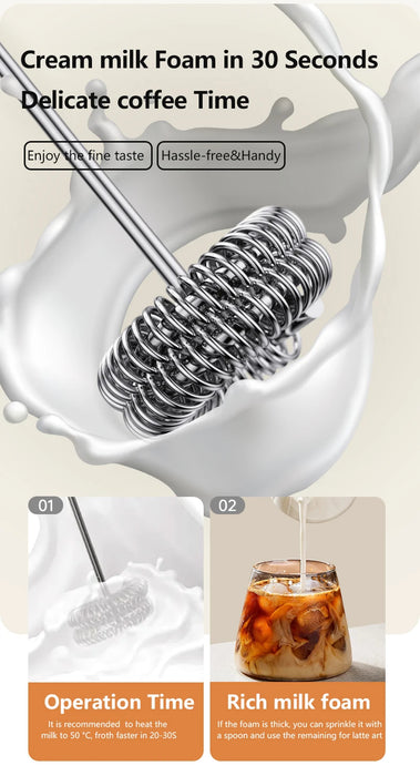 Electric Milk Foamer Blender Stainless Steel Handheld Milk Frother Wireless Coffee Whisk Mixer Egg Beater Tools For Kitchen