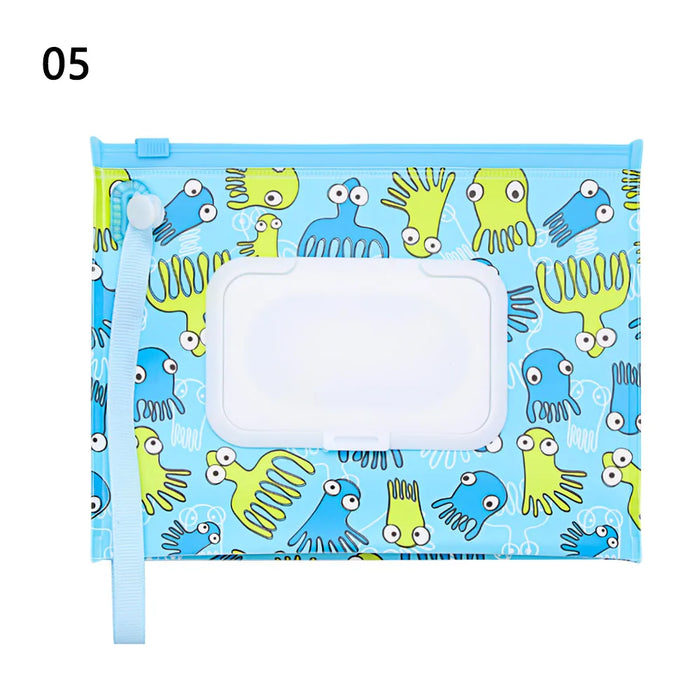 EVA Baby Wet Wipe Pouch Portable Wipes Holder Case Flip Cover Snap-Strap Reusable Refillable Cosmetic Pouch Useful Tissue Box