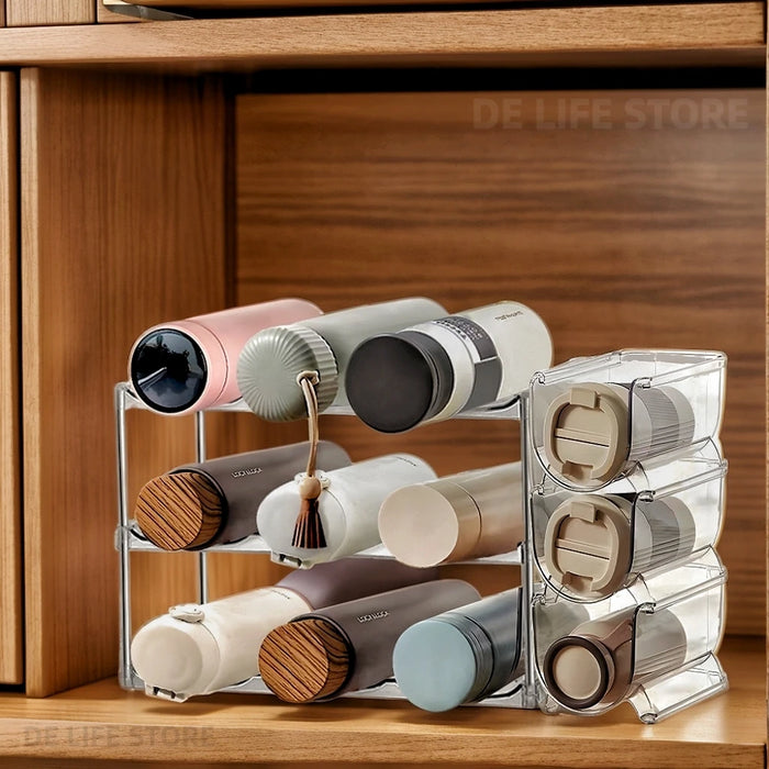 Multilayer Water Bottle Organizer For Stanley Tumbler Organizer Cabinet Stackable Wine Rack Beverage Thermos Storage shelf