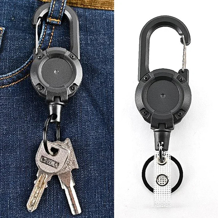 Anti-theft Metal Easy-to-pull Buckle Rope Elastic Keychain Sporty Retractable Key Ring Anti Lost Yoyo Ski Pass ID Card