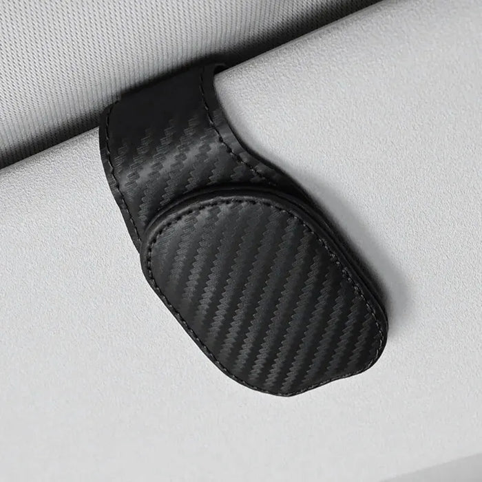 Car visor sunglasses holder: Carbon Fibre Black