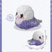 Lilac and white budgie micro block figure with size guide