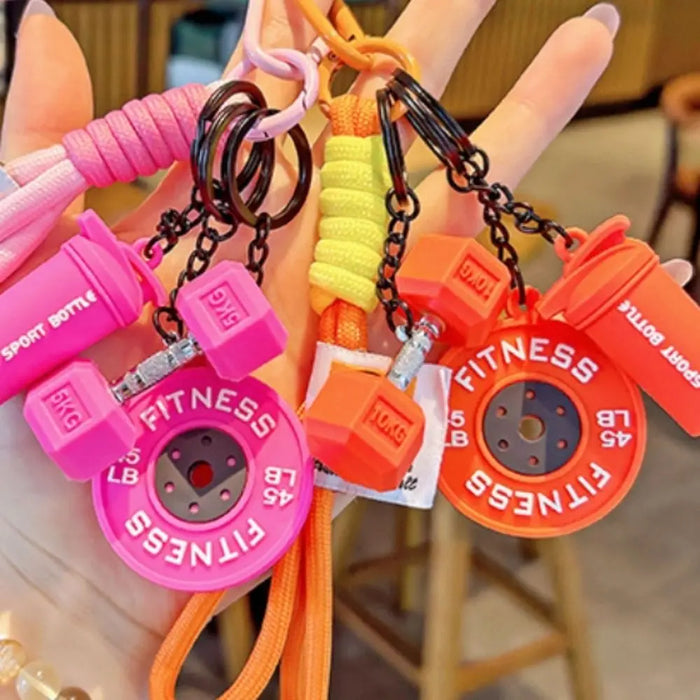 Dopamine Barbell Plates Keychain Kettlebell INS Simulation Dumbbells Keyring Detachable Creative Fitness Series Pendant Gifts