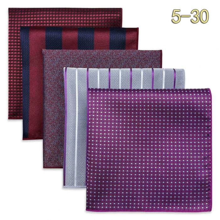 5 Pieces Mens Pocket Squares Wedding Handkerchiefs Set Fashion Formal Bundle Luxury Unique