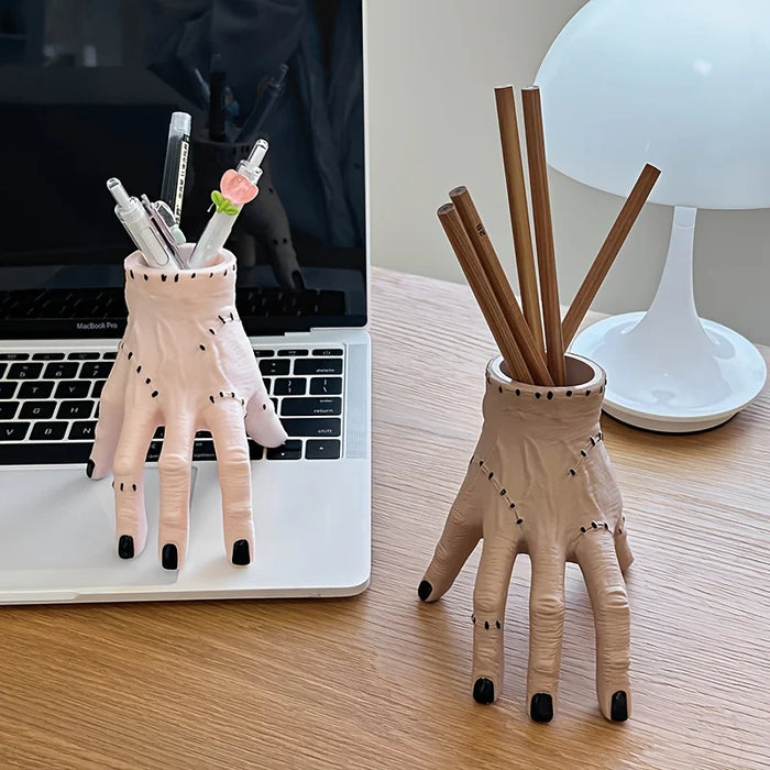 1Pc Hand Shaped Resin Pen Holder  Durable Portable And Stylish Storage Holder For Pencil Pen And Stationery Makeup Brush Storage
