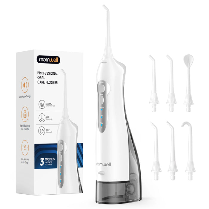 D52 Portable Cordless Water Flosser USB Rechargeable Water Jet Floss Tooth Pick 4 Jet Tip 300ml 3 Modes Teeth Clean for Travel