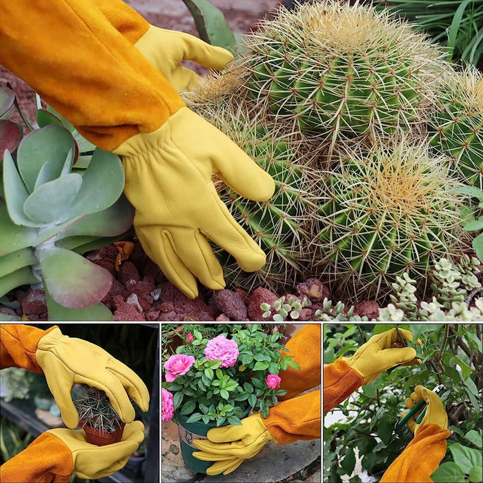 1Pair Garden Gloves Long Thorn Proof Rose Pruning Gauntlet Breathable Floral Labor Working Mitten Protection Elbow for Women Men