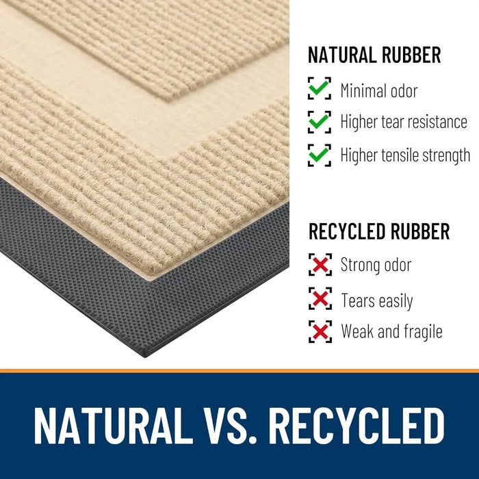 Front Door Mat Indoor Outdoor Entrance Waterproof Sturdy Natural Rubber Fade Resistant Easy Clean Patio Porch Door Mat