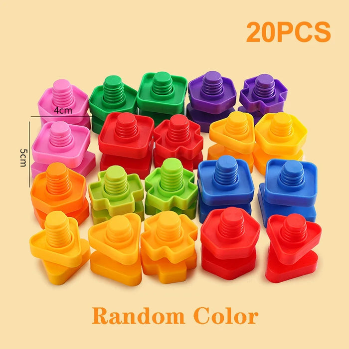 20 jumbo nut and bolt pairs in random colours