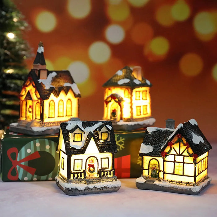 Brightness LED Light Up Small Village House Scene Christmas Decor Ornament 2024 New Year Home Decor Navidad
