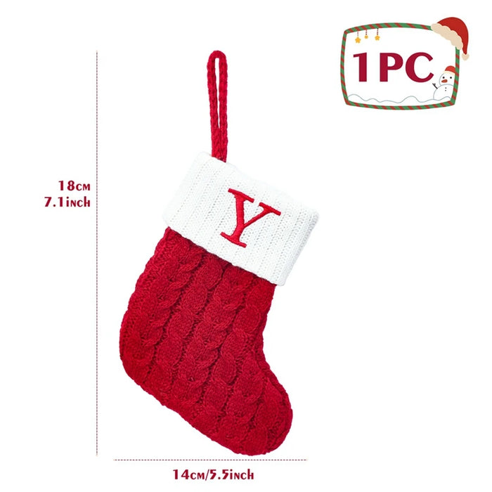 Christmas Alphabet Knitting Socks Christmas Tree Ornaments Christmas Decorations For Home 2025 Navidad Noel New Year 2026 Gifts