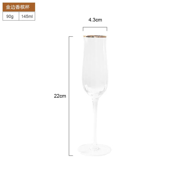 Golden Edge Ripple Champagne Wine Glass Colourful Home Transparent Lead Free Crystal Cocktail Glasses Whiskey Juice Drinking Cup